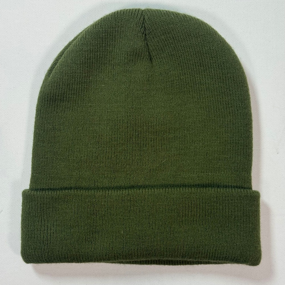 Pugs Gear Olive Green Beanie Hat Knit Cuffed Skully Cap One Size RN 101281